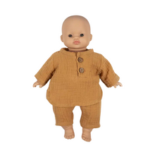  Ensemble Andréa en gaze de coton camel pour poupées Babies Minikane.