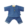 Ensemble Andrea en jean bleu avec boutons en bois pour poupées Gordis – Minikane