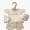Ensemble Happy Birthday Minikane pour poupées Gordis 34 et 37 cm avec tenue, chapeau et ballon. Un adorable déguisement d’anniversaire fabriqué en France.