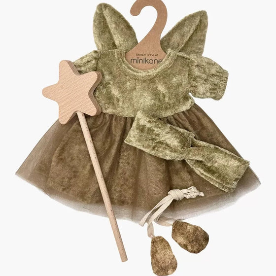 Ensemble fée des bois pour poupée Minikane 34 cm – robe tutu, ailes et baguette