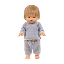  Poupée Gordis portant l’ensemble Jog Cocoone en nid d’abeille gris chiné – Minikane