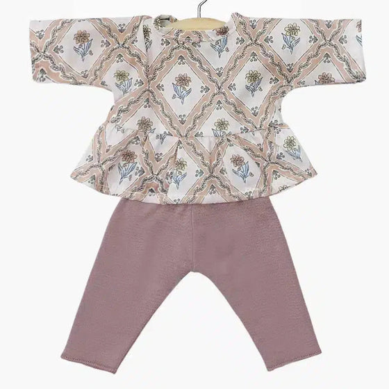 Ensemble Ophélia Alma et legging Orchidée foncée poupées Babies Minikane.