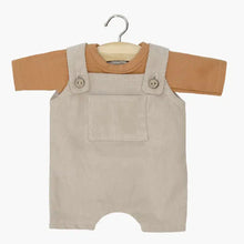  Ensemble salopette Antonin en milleraie Galet et t-shirt cassonade pour poupées Babies Minikane.