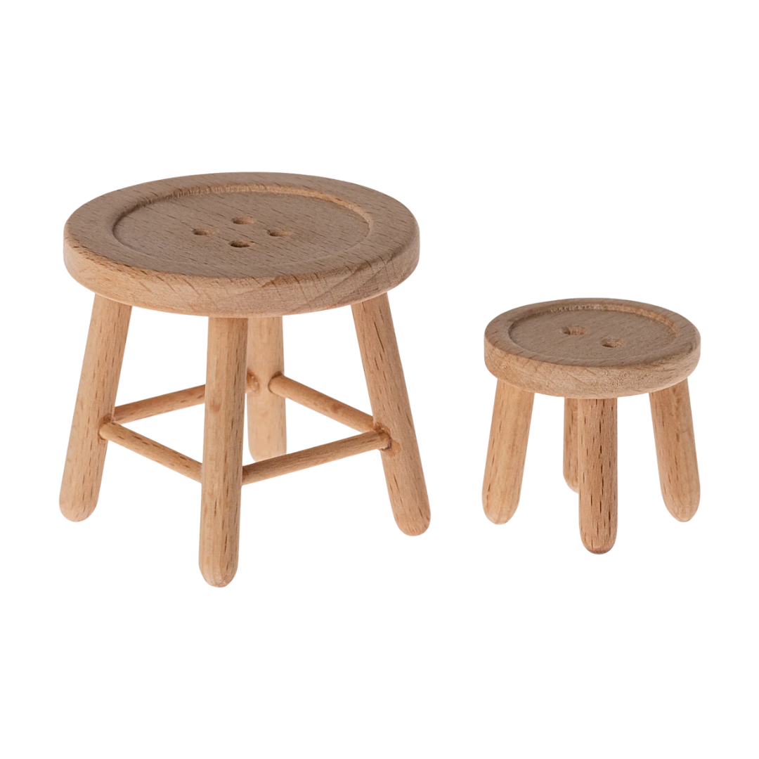  Ensemble table basse et tabouret en bois Maileg.