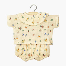  Ensemble pour poupée Babies Minikane en gaze de coton motif Elise – top Coline à col volanté et bloomer assorti fleuri