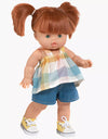 Top à carreaux pastel et short en jean pour poupée 34 cm – ensemble estival compatible Minikane.