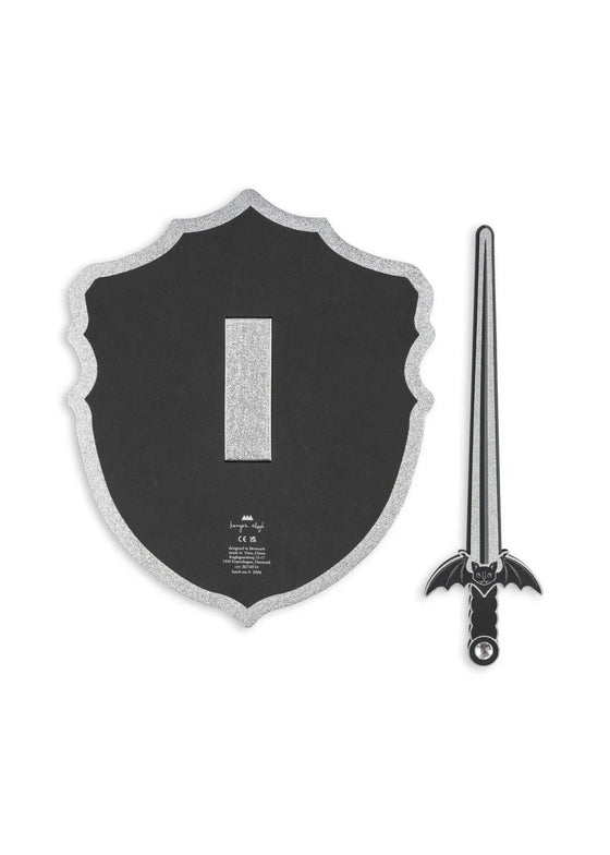 Épée et bouclier Halloween chauve-souris noir et argent – Konges Sløjd