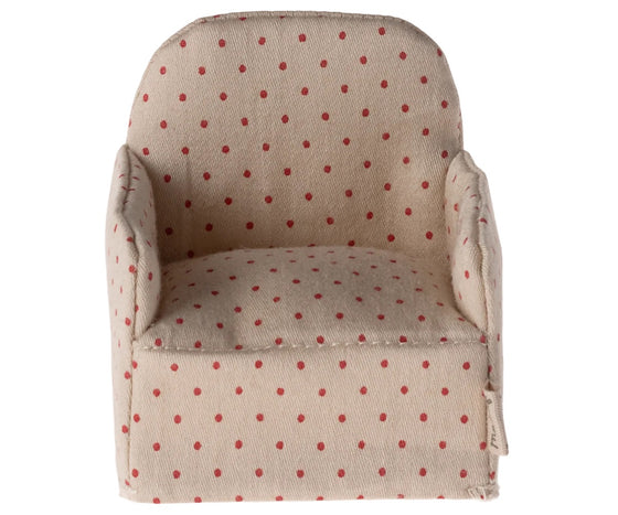 Fauteuil en tissu à pois rouge Maileg.