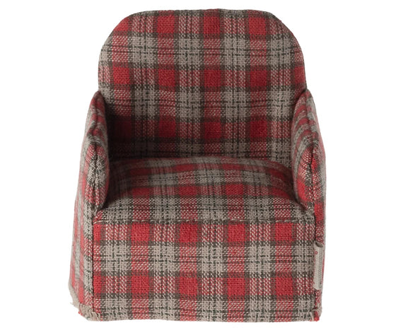 Fauteuil en tissu pour souris, vichy rouge, Maileg.