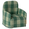 Fauteuil souris vichy vert Maileg - fauteuil miniature en tissu vichy vert pour maison de poupée et souris Maileg