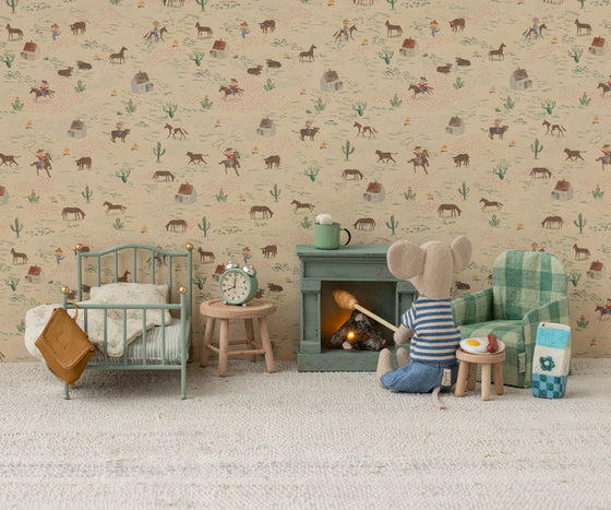 Fauteuil souris vichy vert Maileg - fauteuil miniature en tissu vichy vert pour maison de poupée et souris Maileg