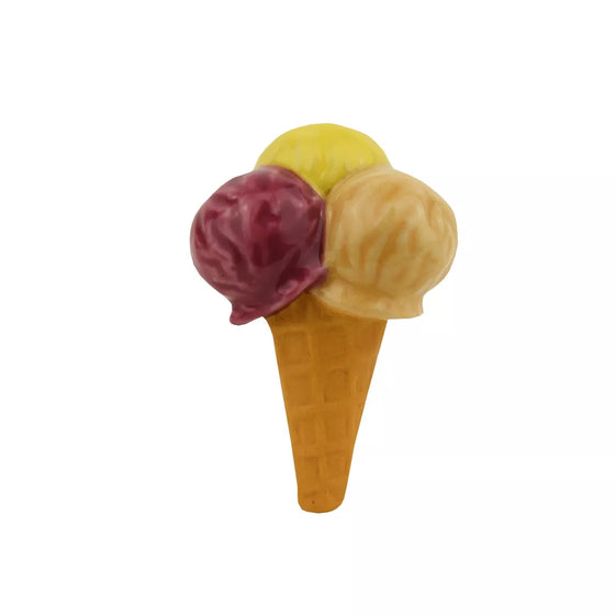 Fève Cornet de Glace Baubels en porcelaine artisanale sur carte Les Jolies Fèves