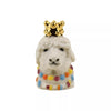 Fève Lama Baubels en porcelaine artisanale avec couronne dorée sur carte Les Jolies Fèves