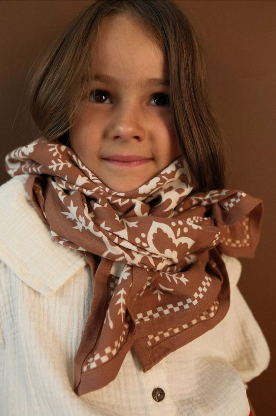 Foulard bandana cannelle Mysore So Family en coton bio pour enfant et adulte