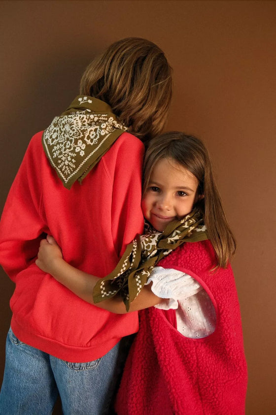 Foulard bandana kaki Mysore So Family en coton bio pour enfant et adulte