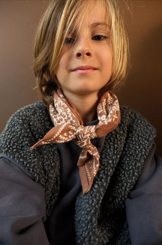 Foulard bandana cannelle Mysore So Family en coton bio pour enfant et adulte