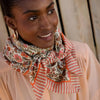 Foulard fleuri Ashley Pêche Bellemme 50 x 50 cm ou 100 x 100 cm