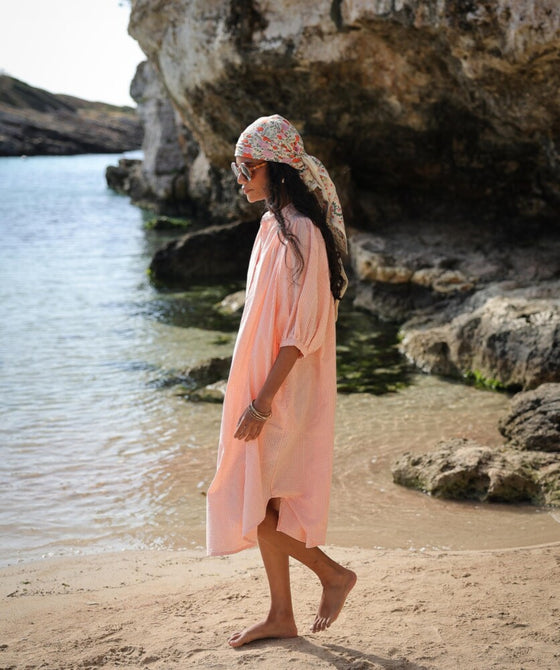 Foulard Ellis Clémentine Bellemme – foulard imprimé fleuri en coton bio, accessoire éthique et élégant pour femme et enfant.