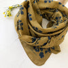 Foulard Ginger Mordoré Bellemme 50 x 50 cm ou 100 x 100 cm motif fleuri bleu