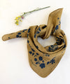 Foulard Ginger Mordoré Bellemme 50 x 50 cm ou 100 x 100 cm motif fleuri bleu