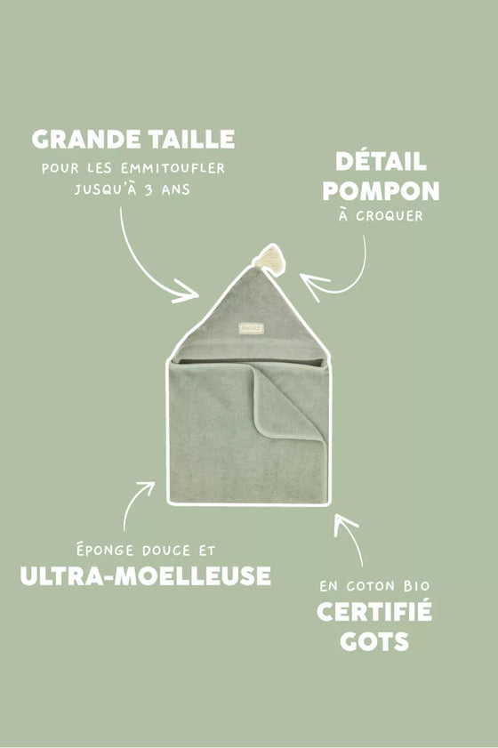 cape de bain personnalisable amande Petit Picotin bébé – serviette éponge avec capuche et prénom