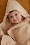 cape de bain Gabin personnalisable biscuit Petit Picotin bébé – serviette éponge avec capuche et prénom