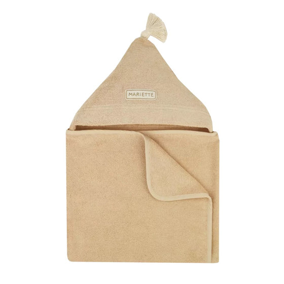 cape de bain Gabin personnalisable biscuit Petit Picotin bébé – serviette éponge avec capuche et prénom