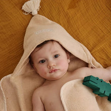  cape de bain Gabin personnalisable biscuit Petit Picotin bébé – serviette éponge avec capuche et prénom