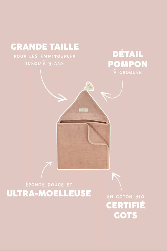 cape de bain personnalisable blush Petit Picotin bébé – serviette éponge avec capuche et prénom