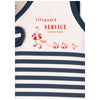 Gilet de flottaison enfant Konges Sløjd Marin Stripes blanc et bleu marin avec fermeture zippée et sangle de sécurité