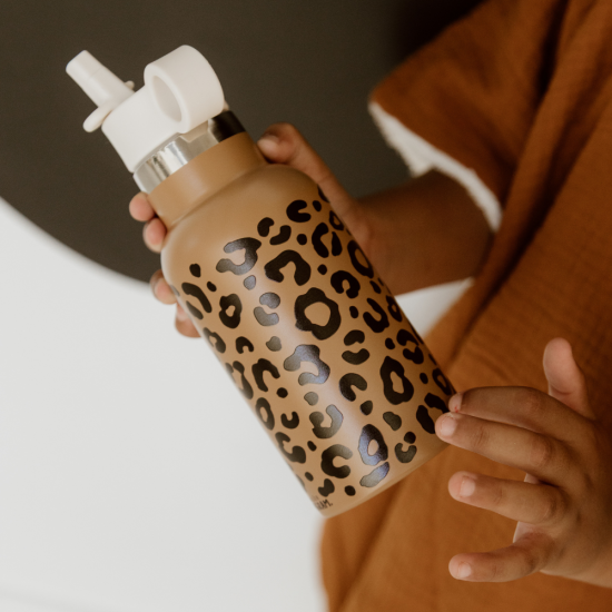 Gourde enfant caramel léopard Atelier Wagram en acier inoxydable 350 ml