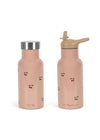 Gourde enfant rose avec motif cerises, paille intégrée et brosse de nettoyage