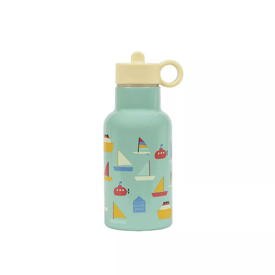 Gourde isotherme 350 ml Les Bateaux Petit Jour Paris – inox, étanche, motif coloré, pour enfants.