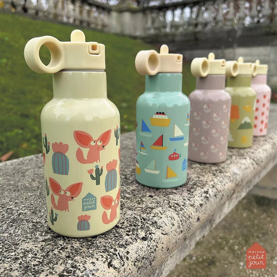 Gourde isotherme 350 ml Les Petites Fleurs Petit Jour Paris – inox, étanche, motif fleuri, pour enfants.