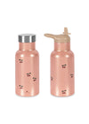 Gourde isotherme pailletée Cherry Glitter Konges Slojd rose avec motif cerises et paille intégrée