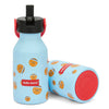 Gourde enfant 350 ml Hello Hossy Bball Crew bleue motif basket avec paille réutilisable et goupillon – bouteille inox école sport