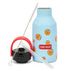 Gourde enfant 350 ml Hello Hossy Bball Crew bleue motif basket avec paille réutilisable et goupillon – bouteille inox école sport