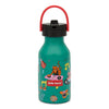 Gourde enfant 350 ml Hello Hossy Disco Roar verte avec paille réutilisable et goupillon – bouteille inox école maternelle