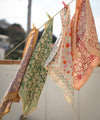 Grand foulard Anjali Prairie Bellemme - foulard élégant vert et beige pour enfants et famille, accessoire mode concept store