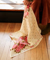 foulard fleuri bohème écru rose femme carré cheveux cou accessoire mode bohème chic 50x50 100x100 cm