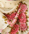 foulard fleuri bohème écru rose femme carré cheveux cou accessoire mode bohème chic 50x50 100x100 cm