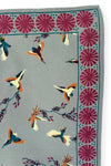 Foulard Cérisier Grey Apaches Collections – foulard imprimé oiseaux vert et prune