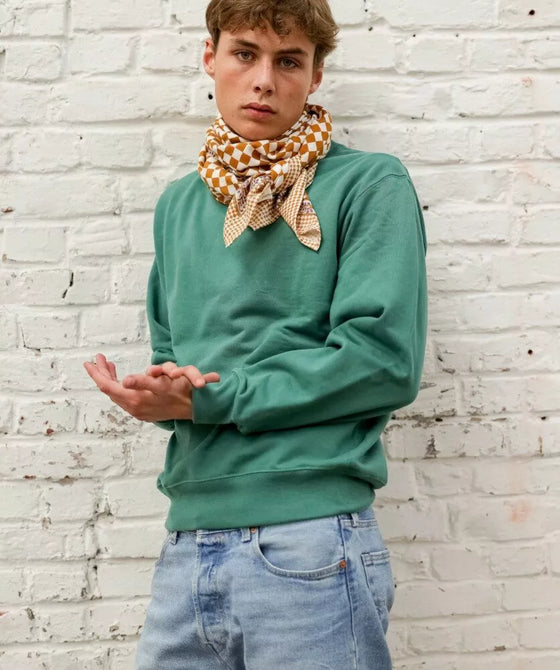 Grand foulard Damier Caramel Bellemme - accessoire mode enfant et famille, foulard élégant à carreaux