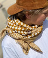 Grand foulard Damier Caramel Bellemme - accessoire mode enfant et famille, foulard élégant à carreaux