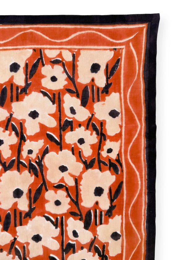 Foulard Apaches Collections Daisy Bombay – imprimé floral terracotta & bleu marine