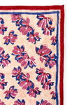 Foulard Dupatta Violetta Macadamia Apaches Collections – imprimé floral rouge et bleu sur fond beige