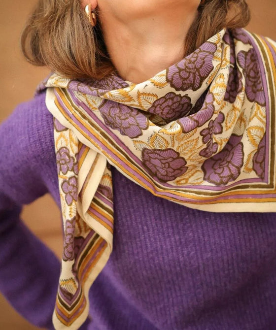 Grand foulard Georgia Purple Bellemme - accessoire mode coloré pour enfants et famille