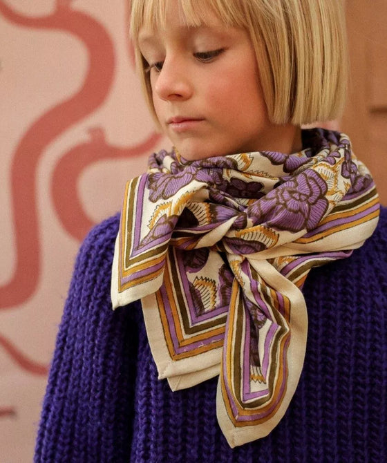 Grand foulard Georgia Purple Bellemme - accessoire mode coloré pour enfants et famille
