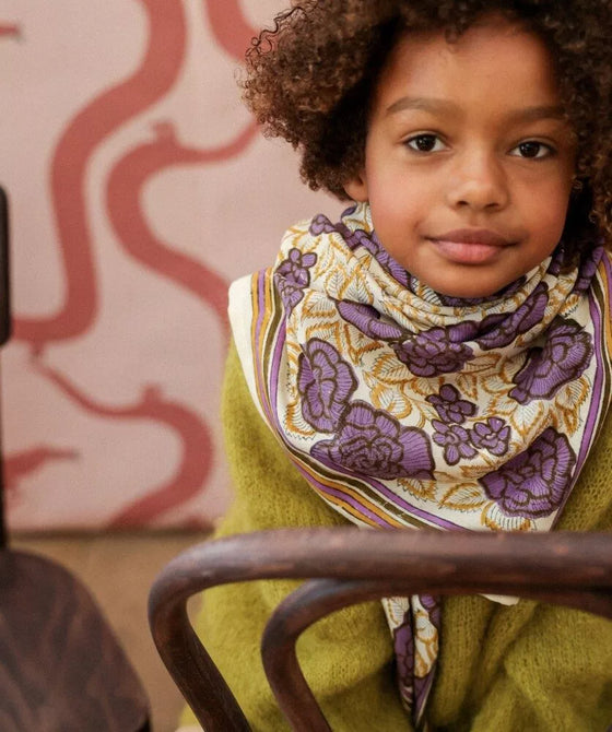 Grand foulard Georgia Purple Bellemme - accessoire mode coloré pour enfants et famille