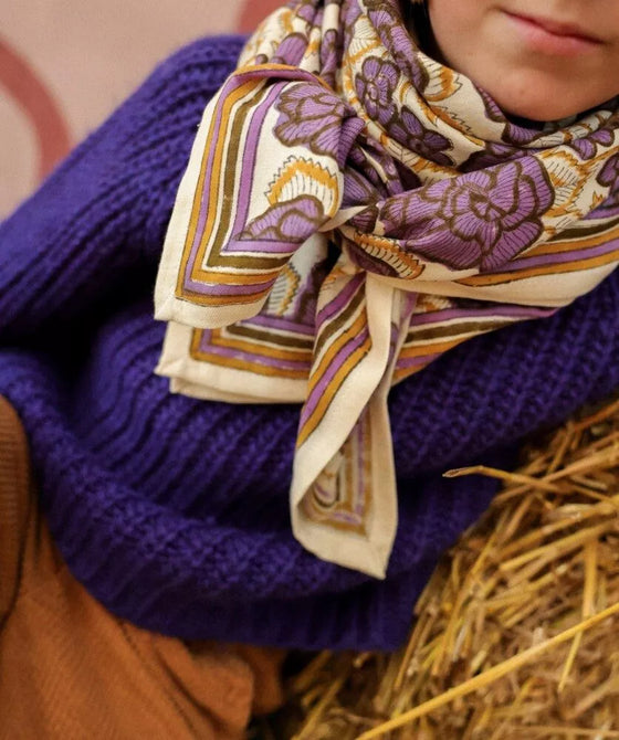 Grand foulard Georgia Purple Bellemme - accessoire mode coloré pour enfants et famille